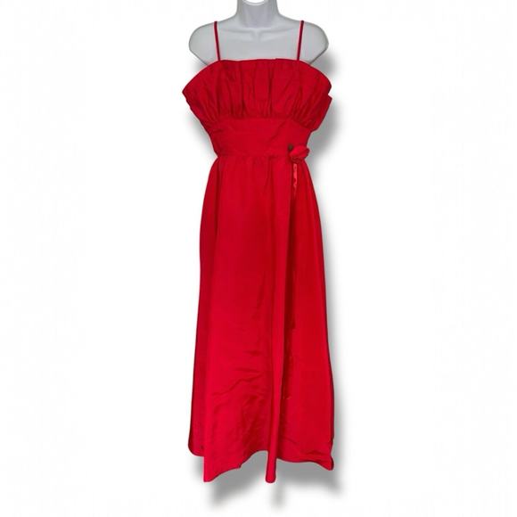 Vintage 80s S/M Flirtations Alfred Angelo Red Prom Dress Ruffle Formal Valentine - Picture 2 of 9